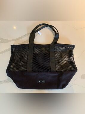ALDO Black Mesh and Canvas Tote